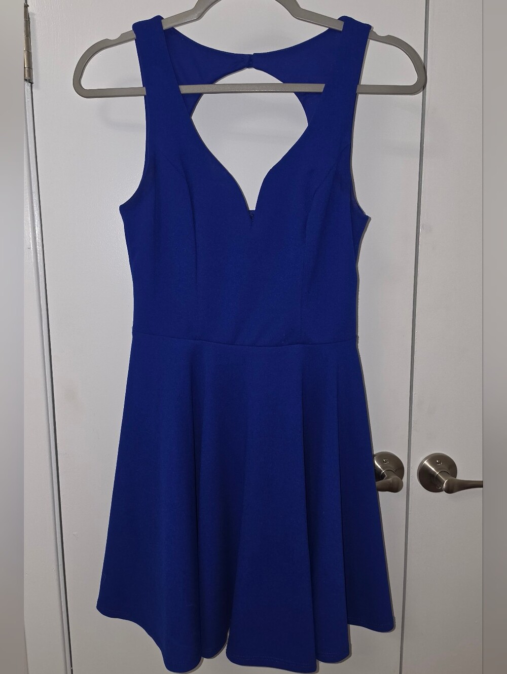 B. Darlin Royal Blue V Neck, Cutout Back, Fit & Flare Mini Dress 5/6